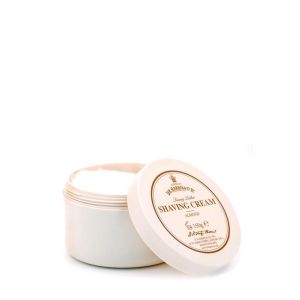 Crema da rasatura alla mandorla di D.R. Harris in confezione di plastica da 150gr con tappo a vite.