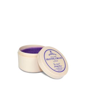 Crema da rasatura alla lavanda di D.R. Harris in confezione di plastica da 150gr con tappo a vite.