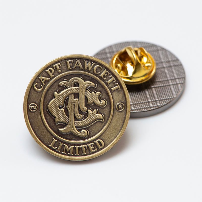 Antique Brass Coin Badge Captain Fawcett