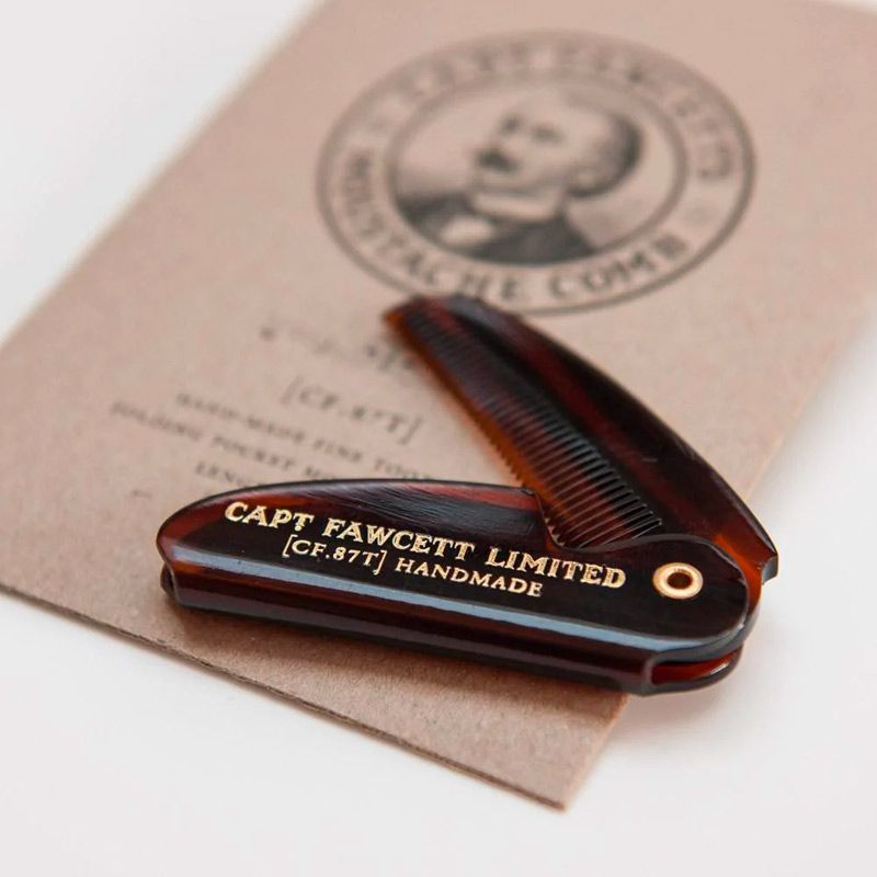Folding Pocket Moustache Comb Captain Fawcett