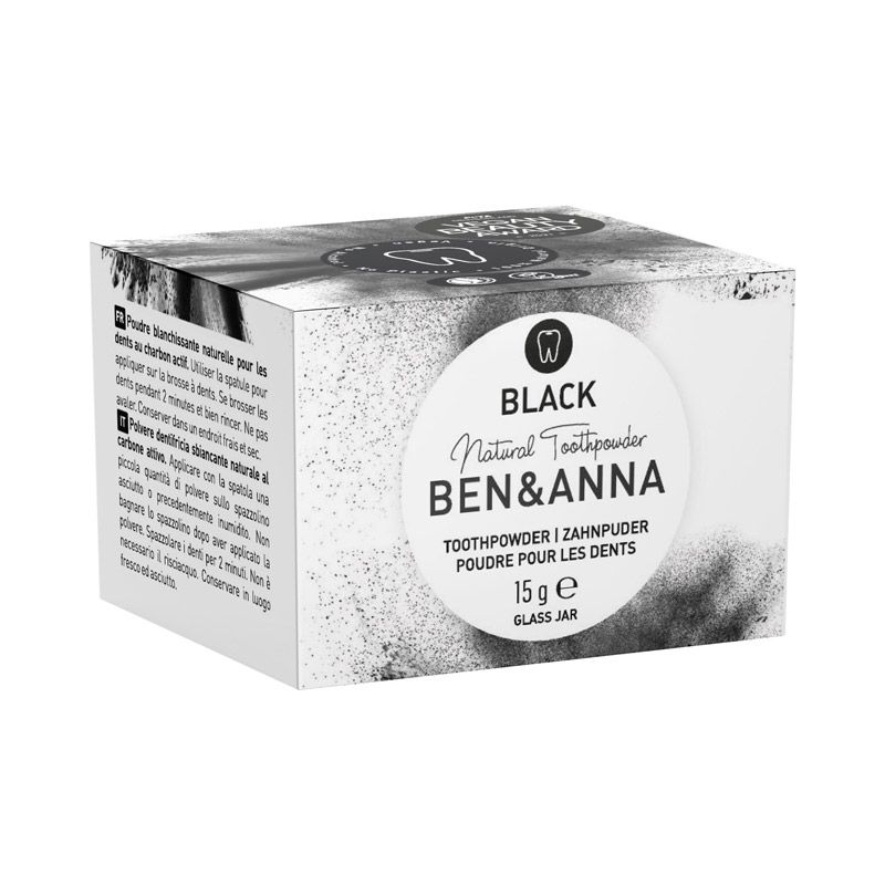 Polvere dentifricia Black al carbone attivo 15gr Ben & Anna