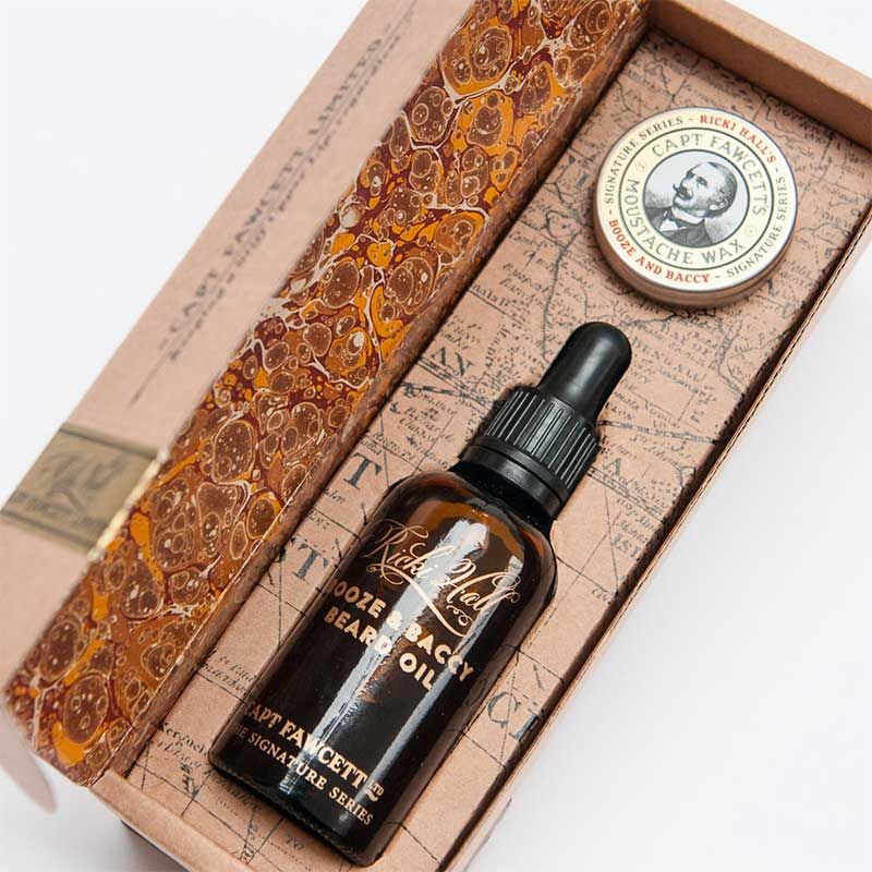 Ricki Hall Booze & Baccy Oil & Wax Gift Set Captain Fawcett